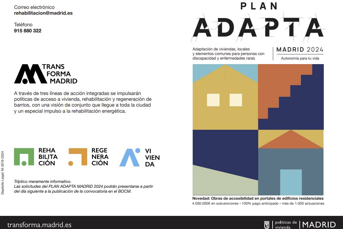 Plan Adapta Madrid 2026: ayudas de accesibilidad para adaptación de viviendas de personas con discapacidad y enfermedades raras